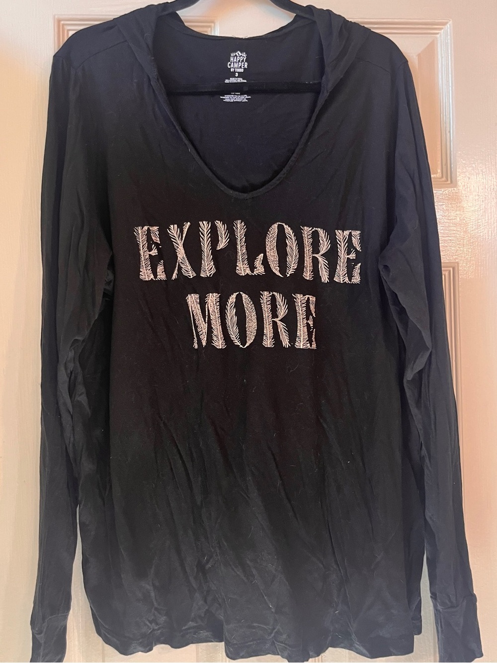 torrid Black 'Explore More' Hooded Long-Sleeve Top